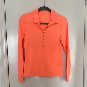 Lilly Pulitzer Reema Coral Button-Up Long Sleeve Women's Top